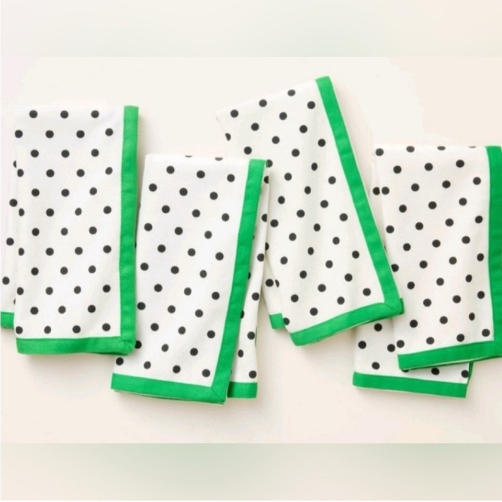 NWT Kate Spade New York x Target Polka Dot Dinner Napkins Black Cream Green
